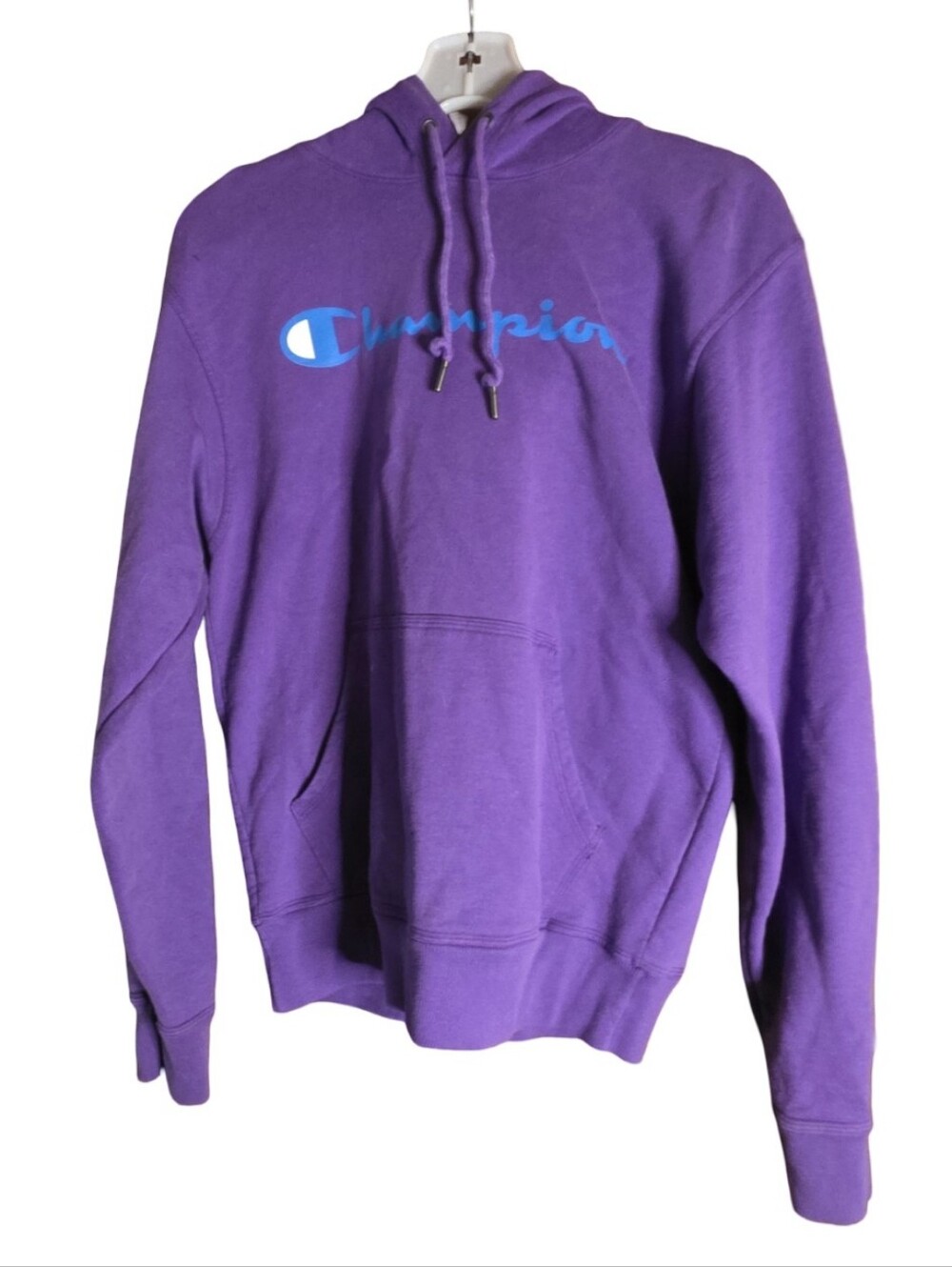 Champion Purple Logo Hoodie Sweatshirt Size Small
